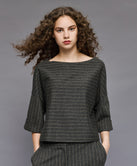 STRIPED BLOUSE WITH BOAT NECKLINE