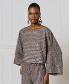 LONG-SLEEVED TOP WITH SEQUINS AND BOAT NECKLINE