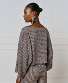 LONG-SLEEVED TOP WITH SEQUINS AND BOAT NECKLINE