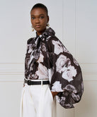 FLORAL BLOUSE WITH A TIE NECKLINE