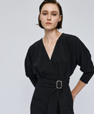 DRESS WITH V-NECKLINE AND BELT