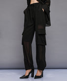 CARGO PANTS WITH MUSLIN DETAILS