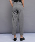 PANTS WITH FAUX LEATHER WAISTBAND