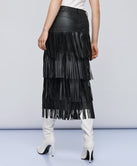 FAUX LEATHER EFFECT SKIRT WITH FRINGES