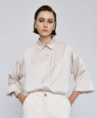 SATIN SHIRT WITH PUFF SLEEVES