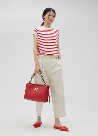 STRIPED TOP WITH EYELET DETAILS
