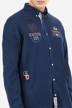 SHIRT IN COTTON AND LINEN WITH REGULAR FIT - ADRIANO