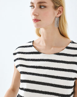 ACCESS FASHION STRIPED SLEEVELESS TOP WITH SEQUINS
