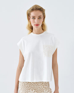 ACCESS FASHION BLOUSE WITH KNITTED DETAIL