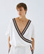 ACCESS FASHION WRAP SWEATSHIRT TOP WITH STRIPED DETAILS