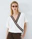 ACCESS FASHION WRAP SWEATSHIRT TOP WITH STRIPED DETAILS