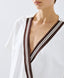 ACCESS FASHION WRAP SWEATSHIRT TOP WITH STRIPED DETAILS