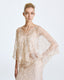 ACCESS FASHION SEMI-SHEER BLOUSE WITH SEQUINS AND FRINGES