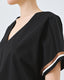 ACCESS FASHION BLOUSE WITH V NECKLINE AND BELT