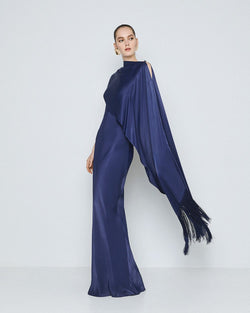ACCESS FASHION ONE-SHOULDER DRESS WITH CAPE
