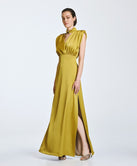ACCESS FASHION MAXI DRESS WITH V-NECK AND METALLIC DETAIL