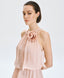 ACCESS FASHION HALTER DRESS WITH RUFFLES AND A FLOWER