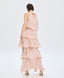 ACCESS FASHION HALTER DRESS WITH RUFFLES AND A FLOWER
