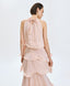 ACCESS FASHION HALTER DRESS WITH RUFFLES AND A FLOWER