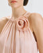 ACCESS FASHION HALTER DRESS WITH RUFFLES AND A FLOWER