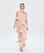 ACCESS FASHION HALTER DRESS WITH RUFFLES AND A FLOWER