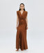 ACCESS FASHION MAXI DRESS WITH V-NECK AND RUCHING