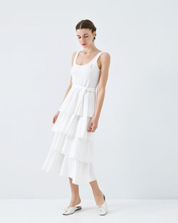 ACCESS FASHION SLEEVELESS MIDI DRESS WITH RUFFLES