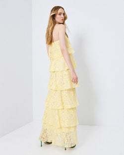 ACCESS FASHION MAXI DEVORE DRESS WITH RUFFLE DETAILS