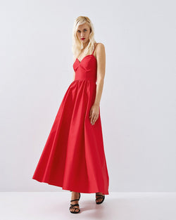 ACCESS FASHION MIDI FLARED DRESS WITH RUCHED DETAILS