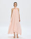 ACCESS FASHION LONG ASYMMETRIC DRESS WITH A FLOWER DETAIL