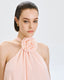 ACCESS FASHION LONG ASYMMETRIC DRESS WITH A FLOWER DETAIL