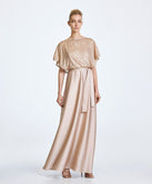 ACCESS FASHION MAXI SATIN DRESS WITH SEQUINS