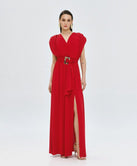 ACCESS FASHION WRAP DRESS WITH BELT AND BUCKLE DETAIL