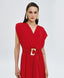 ACCESS FASHION WRAP DRESS WITH BELT AND BUCKLE DETAIL
