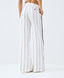 ACCESS FASHION STRIPED WIDE-LEG PANTS WITH ASYMMETRIC BUTTON CLOSURE