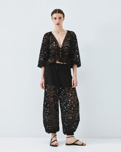 ACCESS FASHION DEVORE PANTS WITH ELASTIC WAISTBAND
