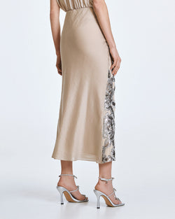 ACCESS FASHION MIDI SKIRT WITH FLORAL SEQUIN EMBROIDERY