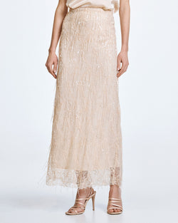 ACCESS FASHION MAXI SKIRT WITH SEQUIN FRINGES