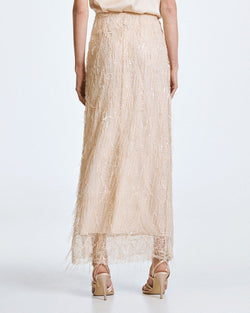 ACCESS FASHION MAXI SKIRT WITH SEQUIN FRINGES