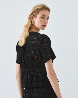 ACCESS FASHION SHORT-SLEEVE BRODERIE SHIRT