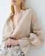 ACCESS FASHION SHIRT WITH V NECKLINE AND ELASTIC CUFFS