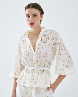 ACCESS FASHION BRODERIE SHIRT WITH A DRAWSTRING
