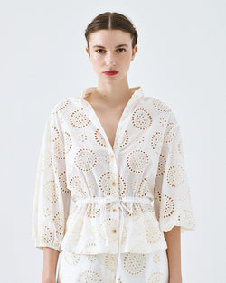 ACCESS FASHION BRODERIE SHIRT WITH A DRAWSTRING