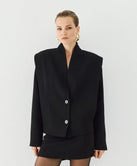 ACCESS FASHION CROPPED COLLARLESS BLAZER