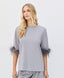 ACCESS FASHION BLOUSE WITH FAUX FEATHER-TRIMMED SLEEVES