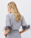 ACCESS FASHION BLOUSE WITH FAUX FEATHER-TRIMMED SLEEVES