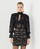 ACCESS FASHION LACE TOP WITH A TIE-NECK