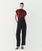 ACCESS FASHION SATIN TOP WITH DRAPED NECKLINE