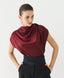 ACCESS FASHION SATIN TOP WITH DRAPED NECKLINE