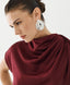 ACCESS FASHION SATIN TOP WITH DRAPED NECKLINE